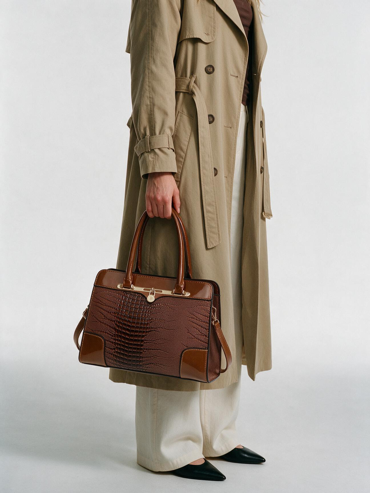 Croc Top-Handle Bag
