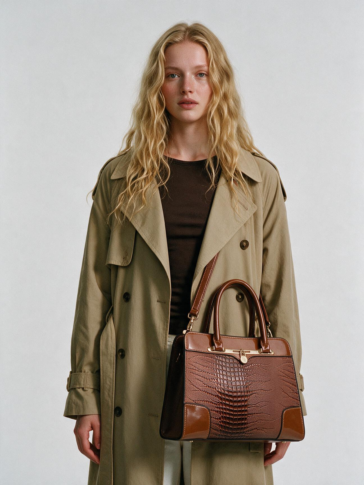 Croc Top-Handle Bag