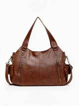 Brown Vegan Leather Tote Bag