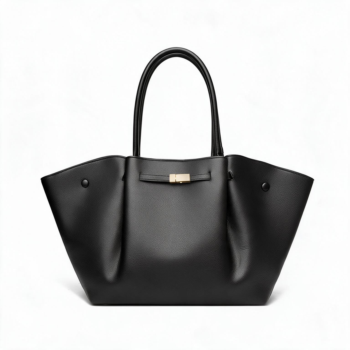 Black Winged Faux Leather Shoulder Tote
