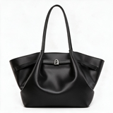 Belt-Detail Zip-Top Faux Leather Shoulder Tote