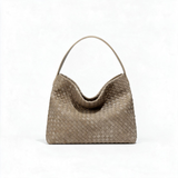 Taupe Woven-Look Hobo Shoulder Bag